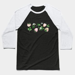 White Strawberries Cottagecore Baseball T-Shirt